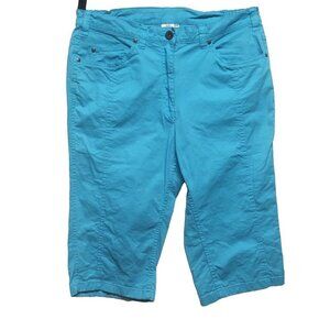 Giada Womens Capri pants Germany 46 US L/XL Turquoise 5-pockets straight stretch